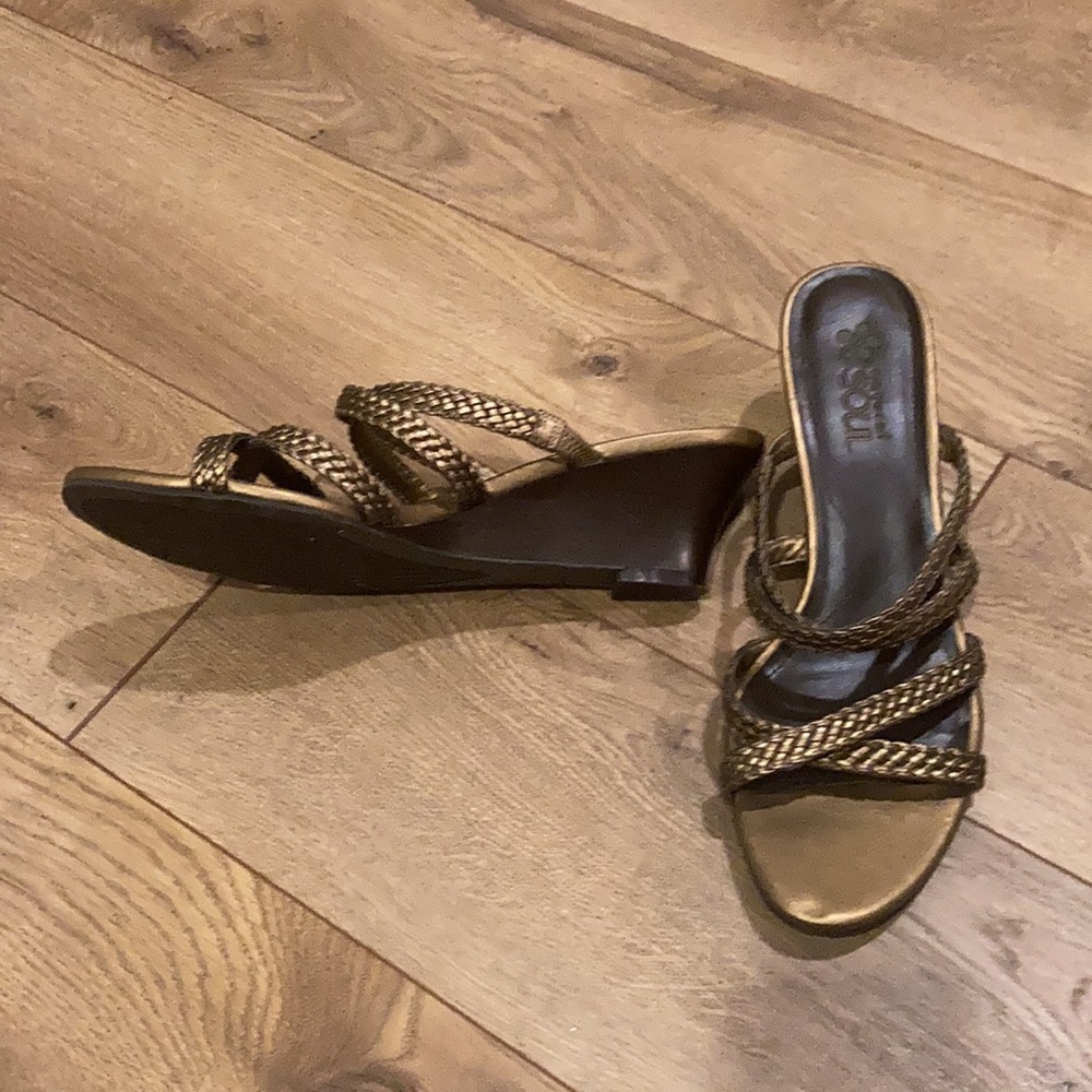 Bronze Strap Heels - Picture 2 of 9